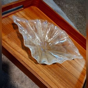 Beautiful unique Murano style opalescent pearl luster colored glass dish Bowl